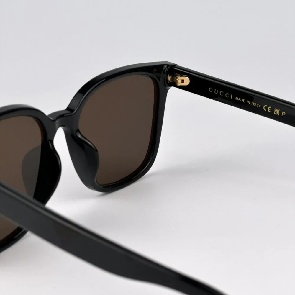 Gucci GG1346SK 002 BRAND NEW Sunglasses Black Brown Polarized Square Unisex